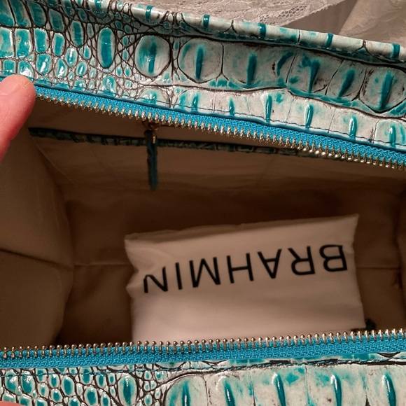 NWT Brahmin Priscilla Satchel Mineral Blue Melbourne Leather - Picture 7 of 7